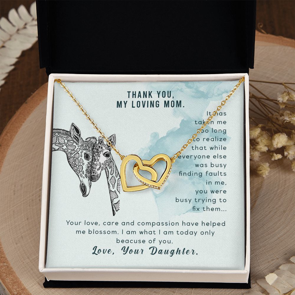 To My Thank You My Loving Mom Giraffe Necklace Pendant Gift From Mom Necklace Gift For To Daughter Birthday Daughter In Law Gift On Birthday Anniversary Gift 30821 Interlocking Hearts Necklace