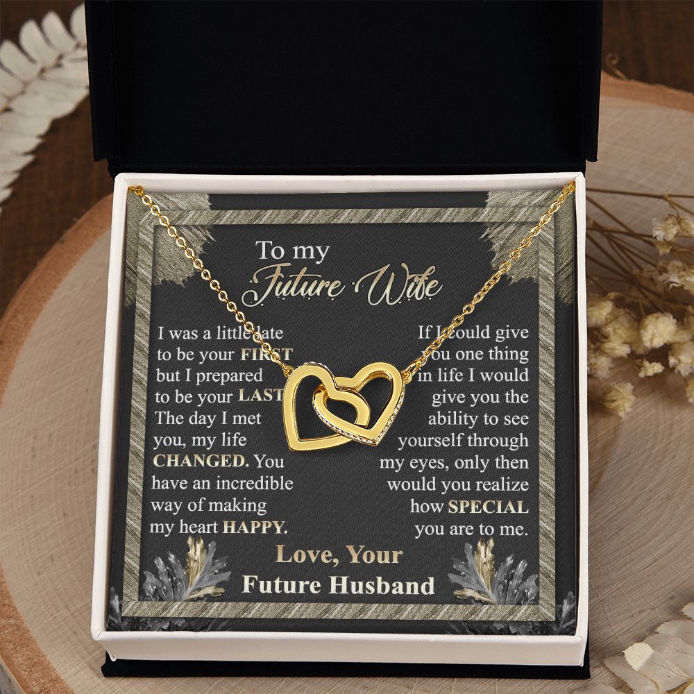 To My Future Wife Necklace from Boyfriend, Personalized Necklace for Women, Luxury Necklace for Girlfriend, Wedding Anniversary Present For Her, Girlfriend Gift Jewelry Christmas Birthday Gift Interlocking Hearts Necklace