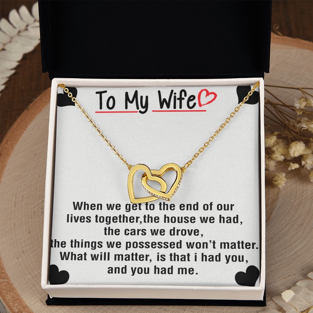 To My Wife Necklace from Husband, Personalized Necklace for Women, Luxury Necklace for Wife from Man Men, Wedding Anniversary Present For Wife, Beautiful Wife Jewelry Christmas Birthday Gift For Wife25 Interlocking Hearts Necklace