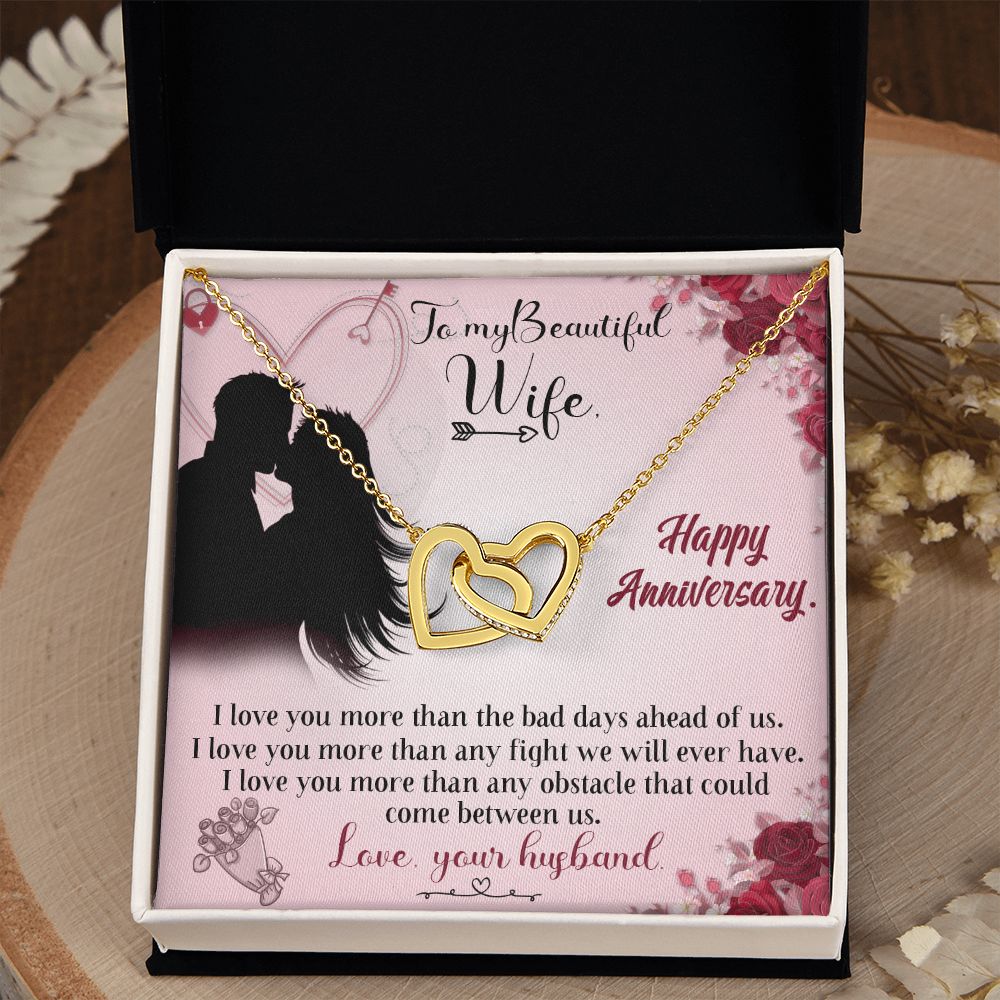 To My Beautiful Wife Necklace, Wedding Anniversary Jewelry For Women, Necklace For Wife from Husband, Gifts For Wife Birthday Gifts Necklace, Jewelry With Message Card In A Gift Box