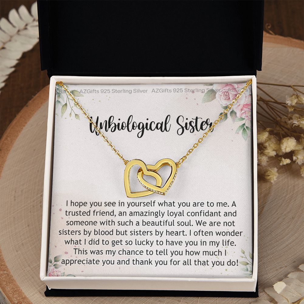 Gifts For Unbiological Sister, Unbiological Sister Gift, Unbiological Sister Gift Birthday, Gift For Best Friends Birthday, Best Friend Gift Interlocking Hearts Necklace