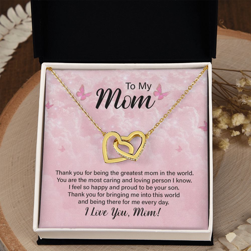 To My Mom Necklace, Gift For Mom, Mother's Day Gift from Daughter, Mom Jewelry Gift for Mothers Day, Birthday Gift for Mother, Moms Gift from Daughter Son, Necklace for Mom Mother 24 Interlocking Hearts Necklace