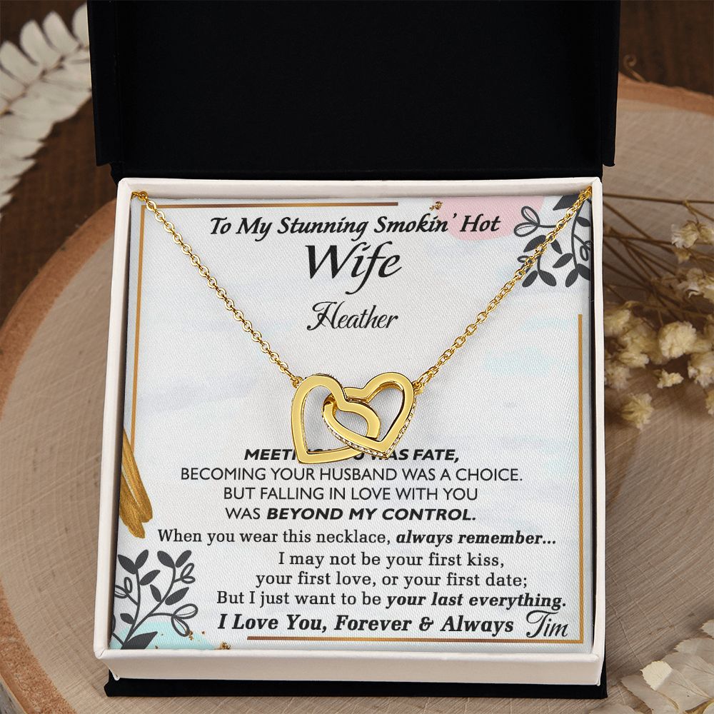 To My Wife Necklace from Husband, Personalized Necklace for Women, Luxury Necklace for Wife from Man Men, Wedding Anniversary Present For Wife, Beautiful Wife Jewelry Christmas Birthday Gift For Wife22 Interlocking Hearts Necklace