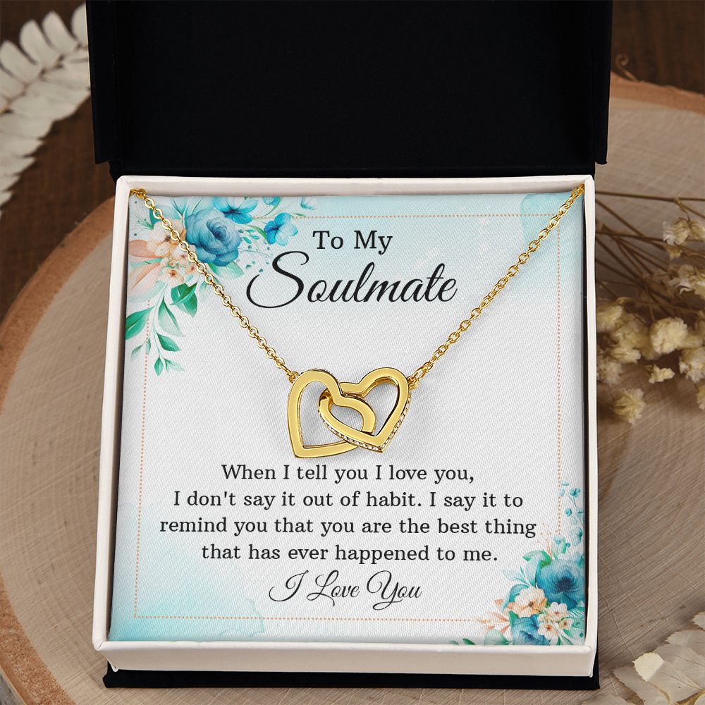 To My Soulmate Necklace for Women Birthday Christmas Jewelry Gifts For My Wife with Message Card Box Personalized Gift Present Pendant for Future Wife Soulmate Girlfriend Love 12 Interlocking Hearts Necklace