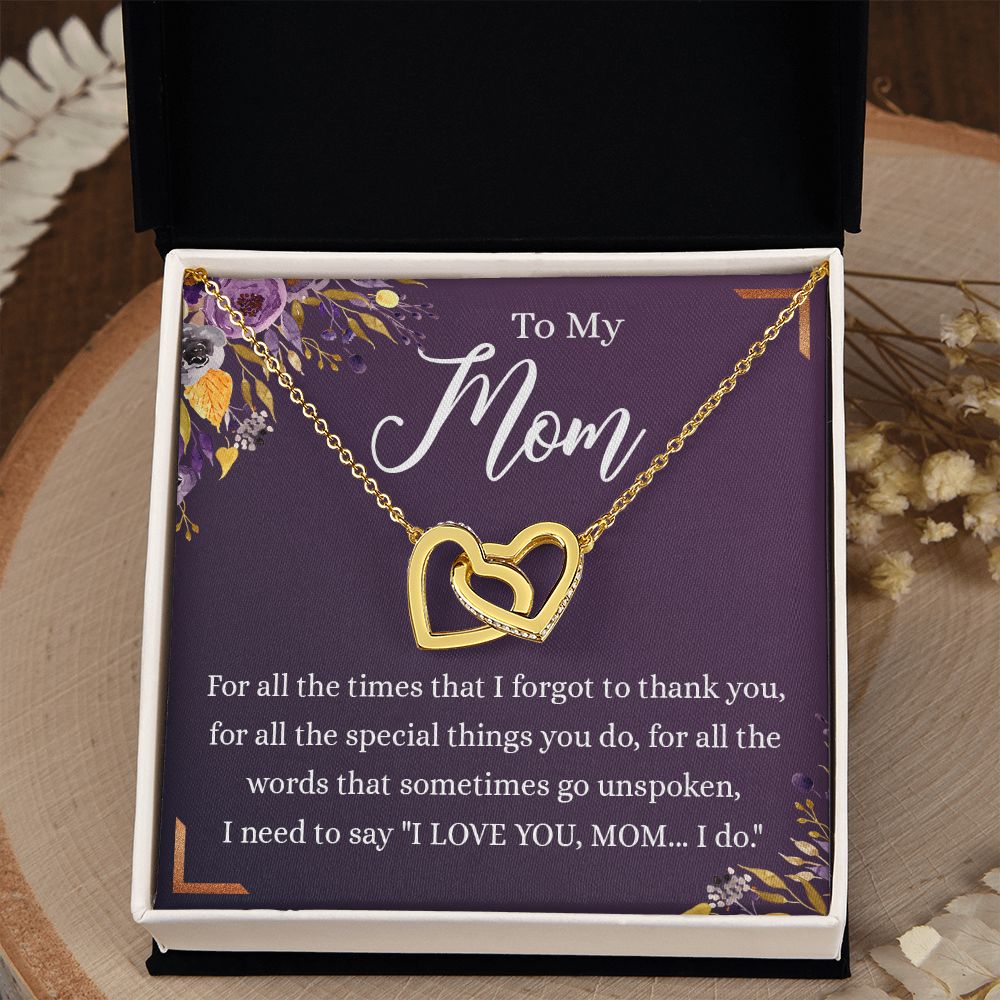 To My Mother Gift Necklace To Mom, Mother, Mommy, Momma from Child Special Mother Gift for Birthday Mothers Day Retriment Anniversary Hoiday Present for Mom Necklace for Women Interlocking Hearts Necklace