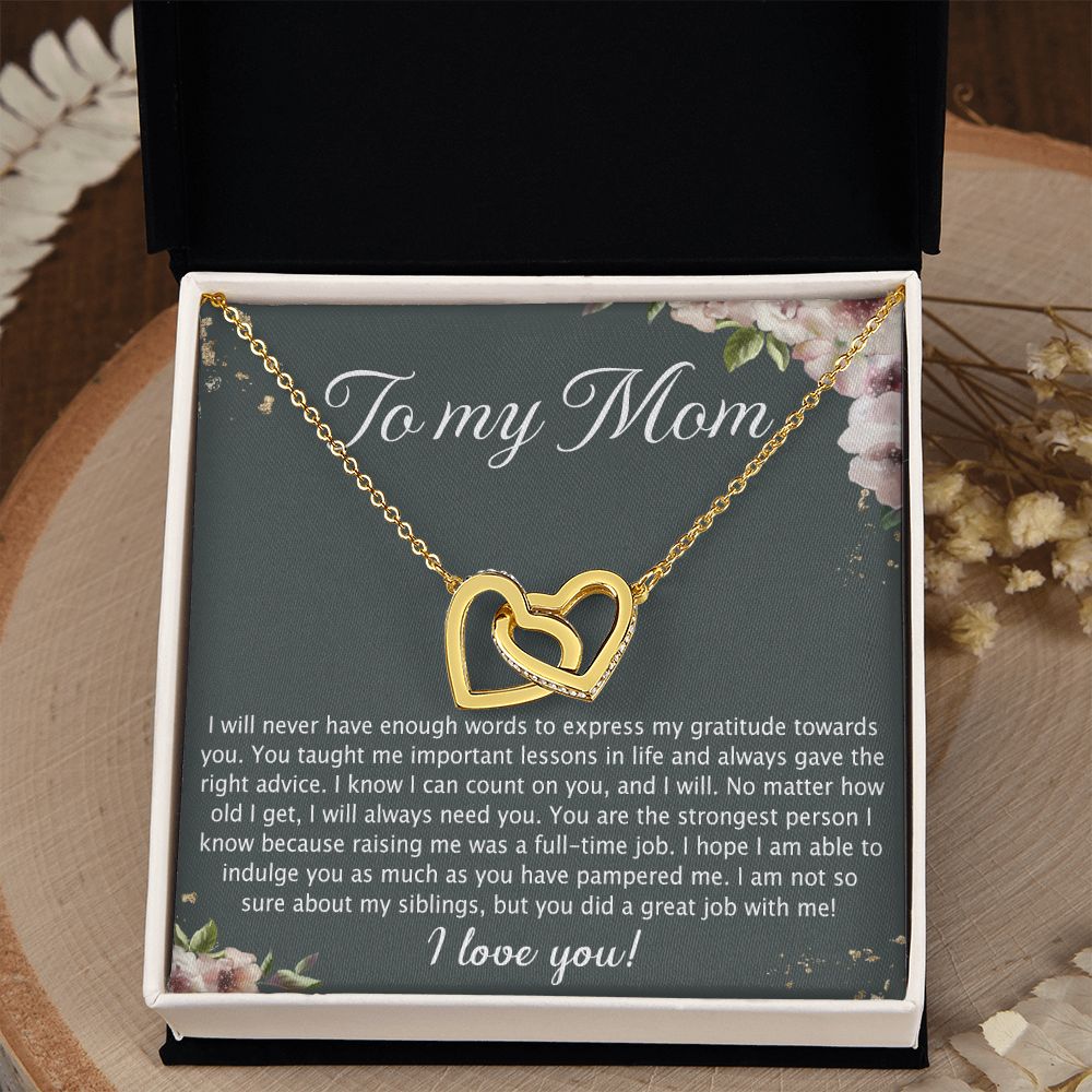 To My Mother Mom Best Friend In Law Bonus Step For Mother Day Birthday Wedding Engagement From Son Daughter Step In Law Necklace Gift Interlocking Hearts Necklace