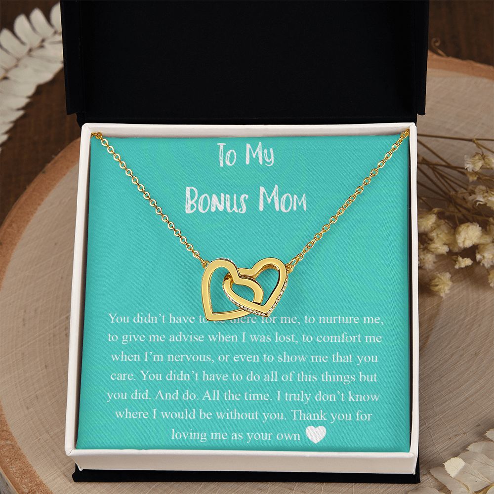 To My Bonus Mom Necklace, Mother's Day Gift for Step Mom, Love Knot Necklace Interlocking Hearts Necklace