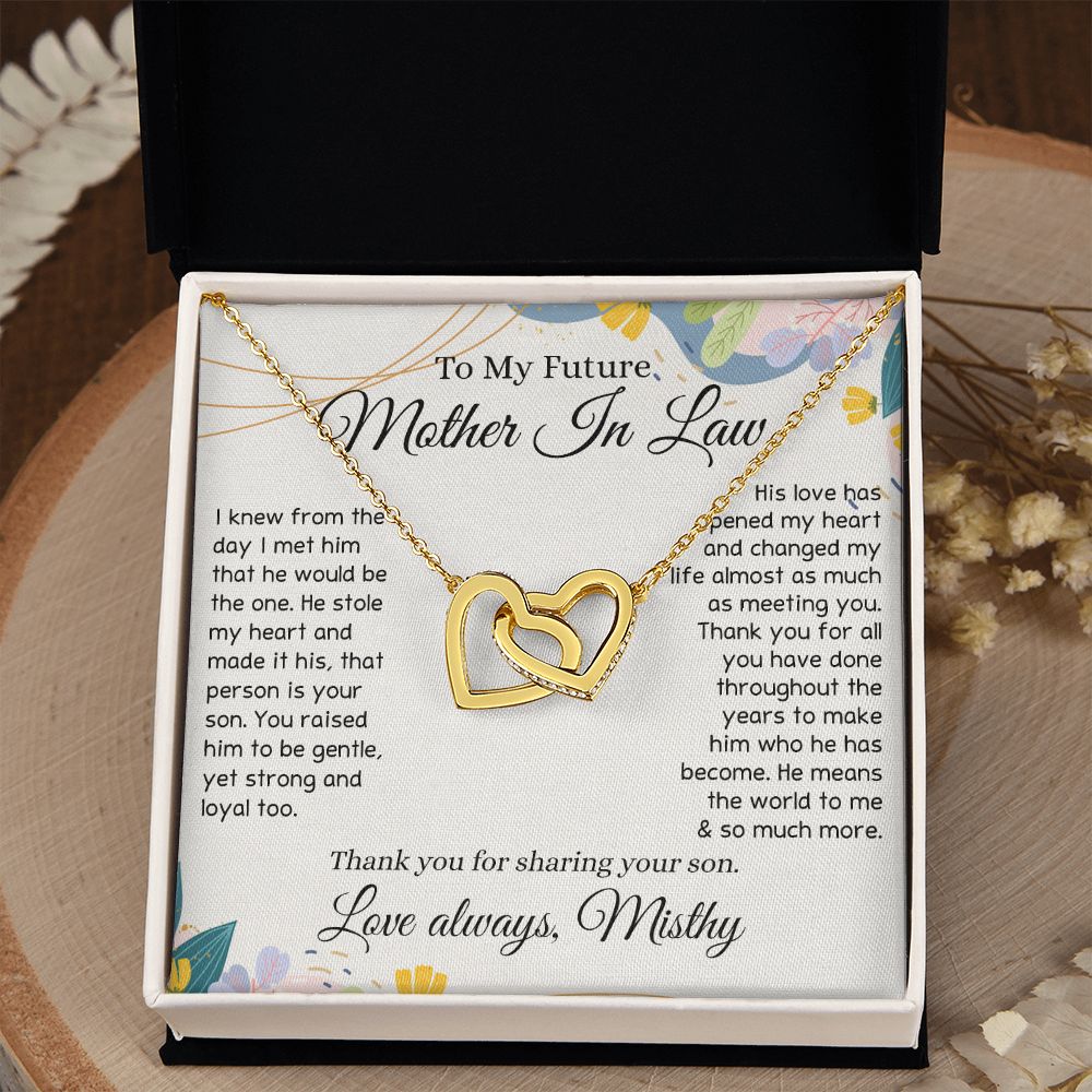 To My Future Mother In Law Necklace, Thoughtful Gift For Future Mother In Law, Wedding Gifts Mother In Law, Personalized Gift for Mother-In-Law, Wedding Gift Bride Groom To MIL Interlocking Hearts Necklace