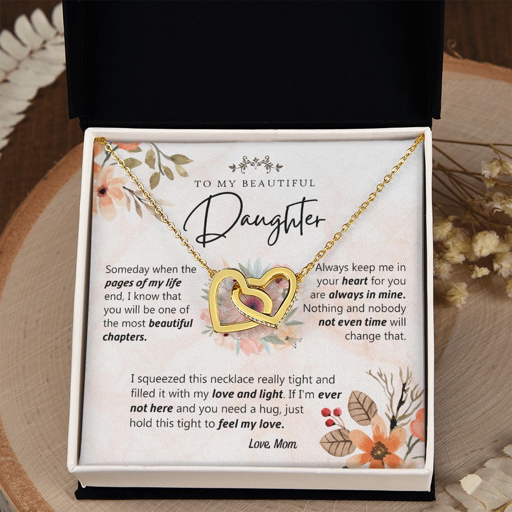 To My Beautiful Daughter Love Knot Necklace Christmas Gift For Daughter From Mom Interlocking Hearts Necklace