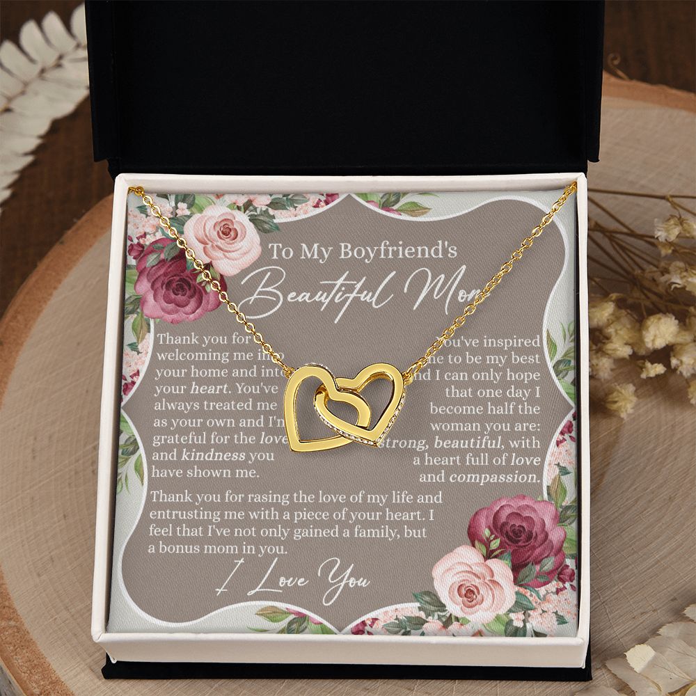 To My Boyfriend's Mom Necklace, Sentimental Gifts For Boyfriend's Mom, Necklace for Boyfriend's Mom, Thank You Gift for Boyfriend's Mom, Mothers Day Gift for Boyfriend's Mom Interlocking Hearts Necklace