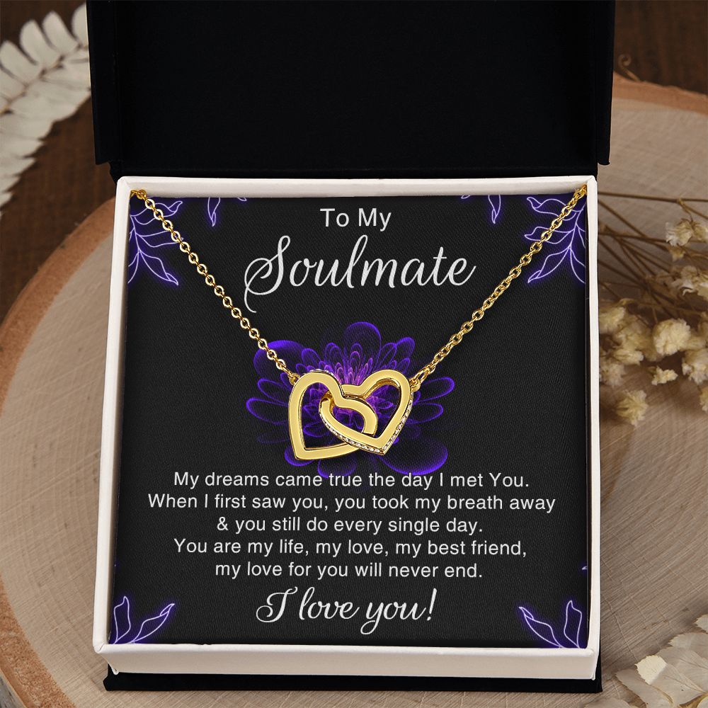 To My Soulmate Necklace for Women Birthday Christmas Jewelry Gifts For My Wife with Message Card Box Personalized Gift Present Pendant for Future Wife Soulmate Girlfriend Love 7 Interlocking Hearts Necklace
