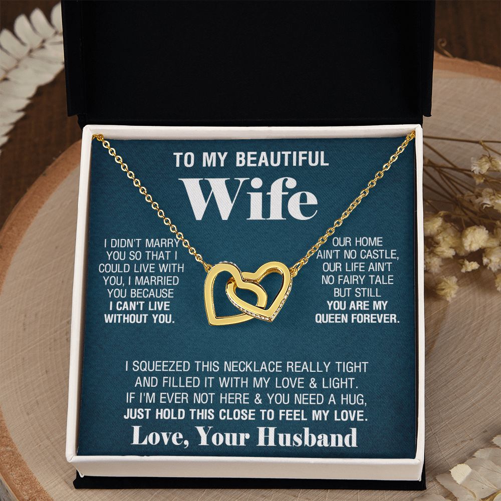 To My Beautiful Wife Necklace, Wedding Anniversary Jewelry For Women, Necklace For Wife from Husband, Gifts For Wife Birthday Gifts Necklace, Jewelry With Message Card In A Gift Box