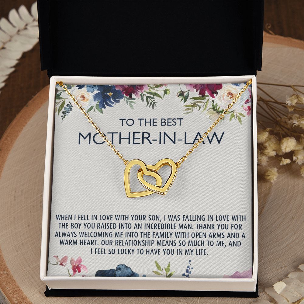To My Mother-In-Law Gift Mothers Day Gift Necklace Mother-In-Law Gifts Jewelry Interlocking Hearts Necklace