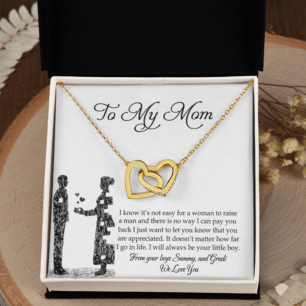To My Mom Necklace, Gift For Mom, Mother's Day Gift from Son, Mom Jewelry Gift for Mothers Day, Birthday Gift for Mother, Moms Gift from Daughter Son, Necklace for Mom Mother Interlocking Hearts Necklace