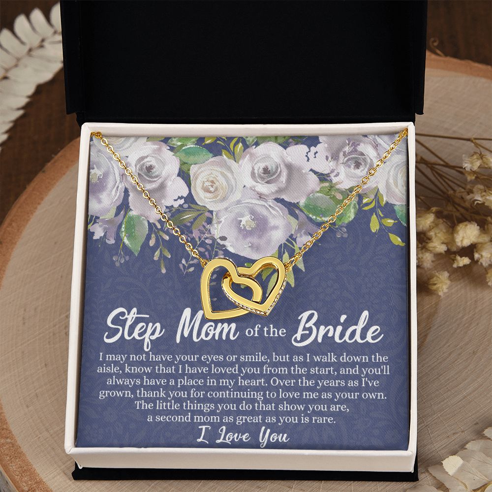 To My Stepmother of the Bride Necklace, Stepmother of the Bride Gifts Idea, Necklace for Stepmom of the Bride Gifts, Wedding Gifts for Stepmom, Gifts for Step Mother of the Bride Interlocking Hearts Necklace