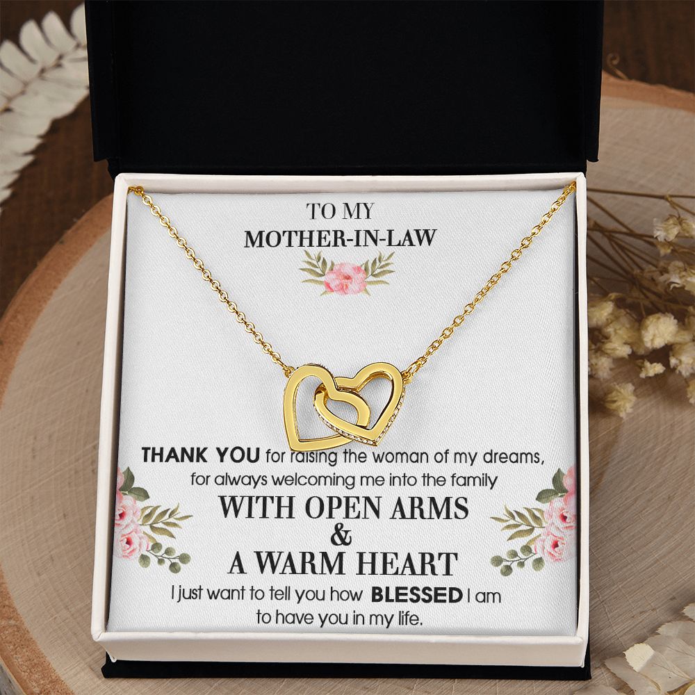 To My Mother-In-Law From Son-In-Law Thank You For Raising Interlocking Hearts Necklace