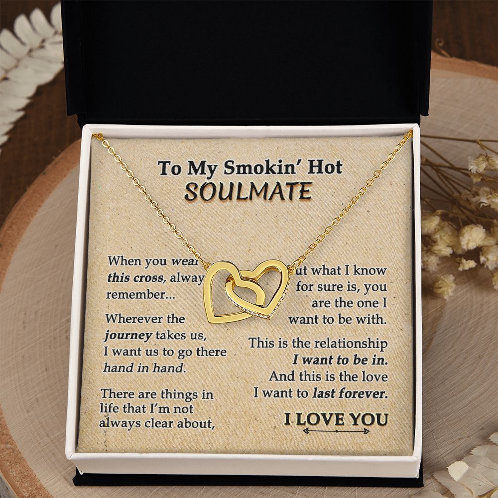 To My Soulmate Necklace for Women Birthday Valentines Day Jewelry Gifts For My Wife with Message Card Box Personalized Gift Present Pendant for Future Wife Soulmate Girlfriend Love 9 Interlocking Hearts Necklace