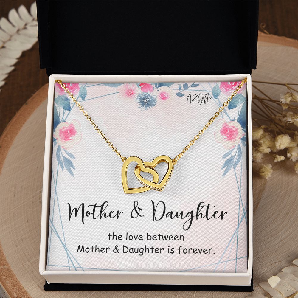 Mom Necklace Gifts for Mom from Daughter to Mom Gifts for Mothers Day from Daughter, To My Mom Necklace from Daughter to Mom Birthday Gifts Necklace with Message Card and Gift Box Interlocking Hearts Necklace