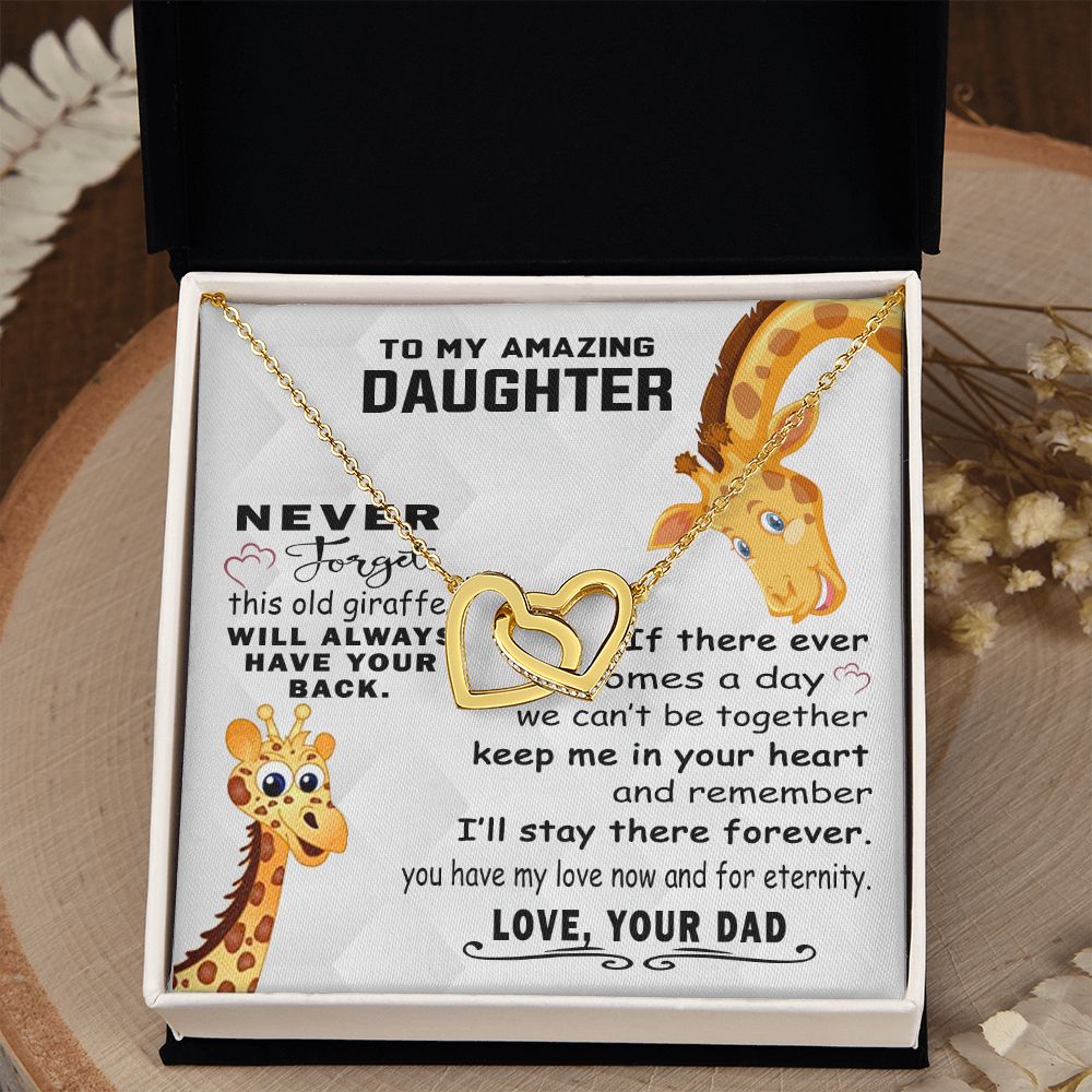 Jewelry Pendant Present for Daughter, To My Daughter Gift Necklace from Mom, Mother Daughter Gift Ideas, Birthday Christmas Gift Graduation Gifts for Daughters, Mother and Daughter Necklace 18 Interlocking Hearts Necklace