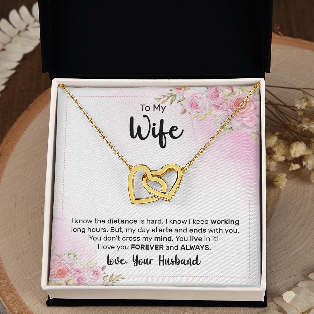 Birthday Gifts For Wife, Necklace Gifts For Wife From Husband, To My Wife Jewelry For Women , To My Wife Necklace  from Husband Wedding Anniversary Present For Wife, Beautiful Wife Jewelry Christmas29 Interlocking Hearts Necklace