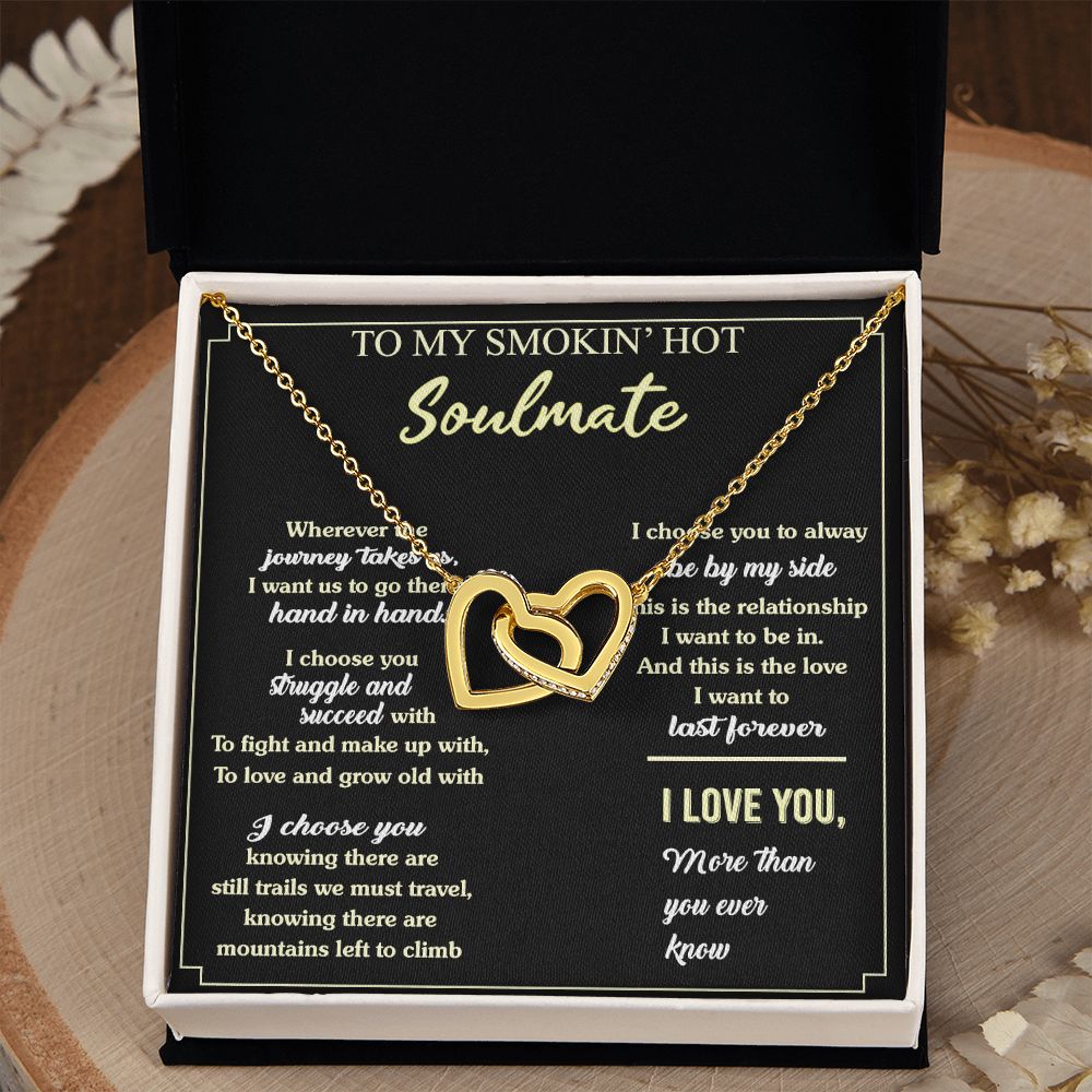 To My Soulmate Necklace for Women Birthday Valentines Day Jewelry Gifts For My Wife with Message Card Box Personalized Gift Present Pendant for Future Wife Soulmate Girlfriend Love 7 Interlocking Hearts Necklace