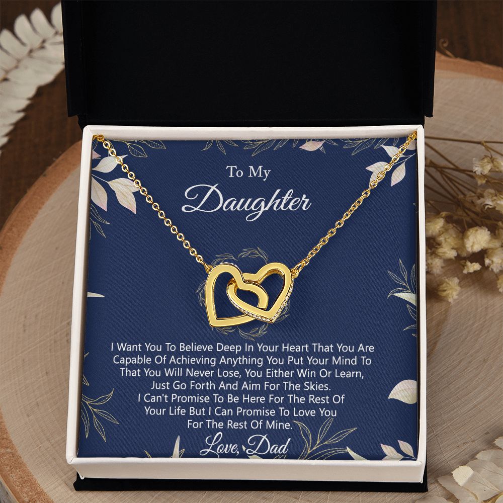Gift For Daughter from Dad Daughter Father Necklace for Daughter Gift from Dad To My Daughter Necklace Daughters Birthday Christmas Jewelry Birthday Gifts for Women Girls Interlocking Hearts Necklace