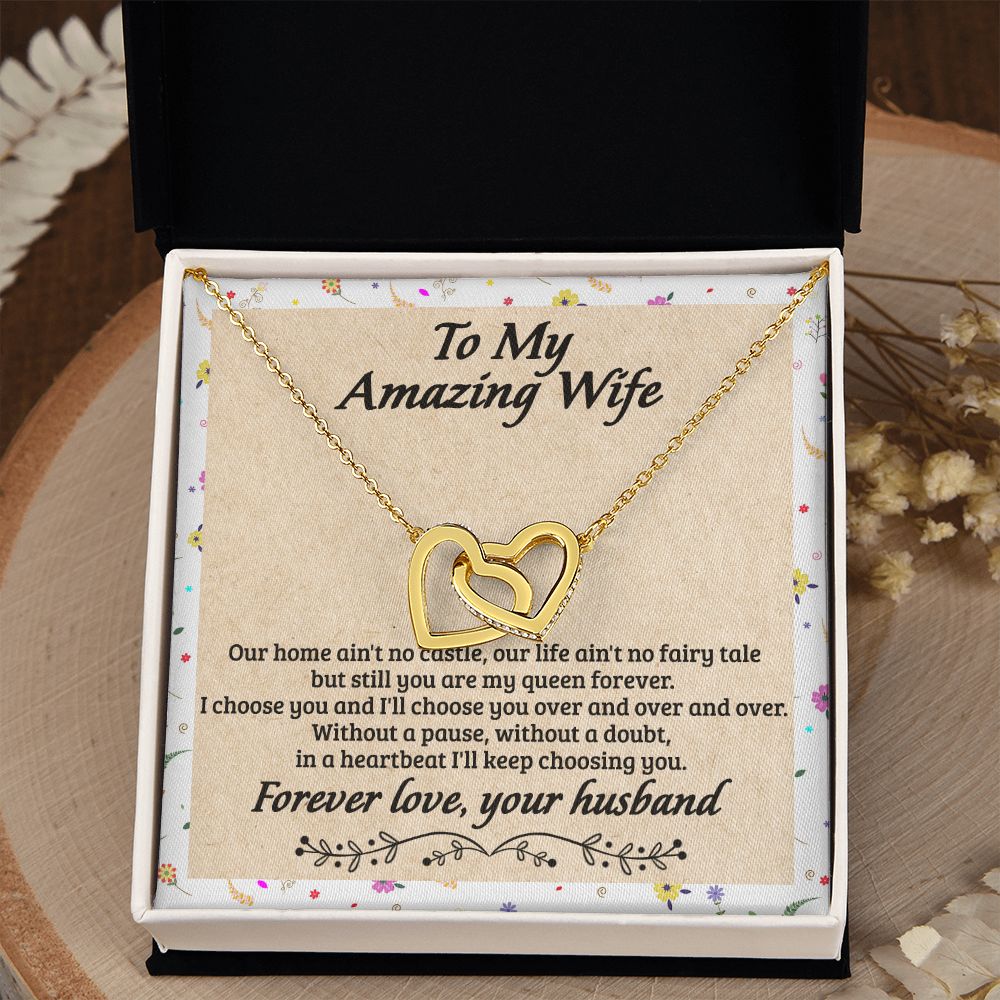 Birthday Gifts For Wife, Necklace Gifts For Wife From Husband, To My Wife Jewelry For Women , To My Wife Necklace  from Husband Wedding Anniversary Present For Wife, Beautiful Wife Jewelry Christmas18 Interlocking Hearts Necklace