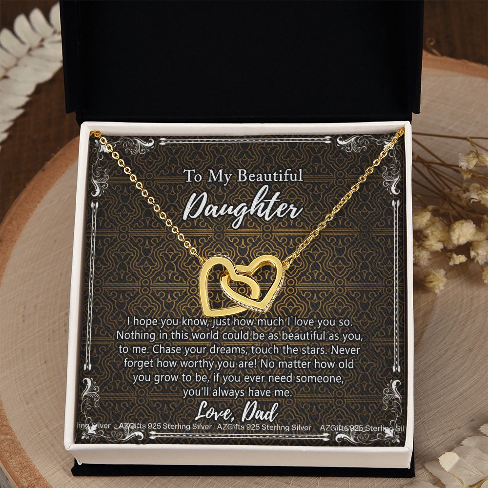 Daughter Gift From Dad Father To My Daughter Necklace for Daughter Jewelry Necklace Meaningful Jewelry Personalized Jewelry Gifts For Women Girls Her Interlocking Hearts Necklace