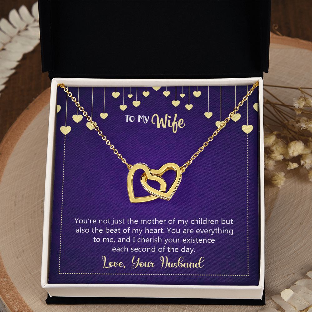 To My Wife Necklace, Wedding Anniversary Jewelry For Women, Necklace For Wife from Husband, Gift For Wife Birthday Gifts From Husband Necklace, Jewelry With Message Card In A Gift Box10 Interlocking Hearts Necklace