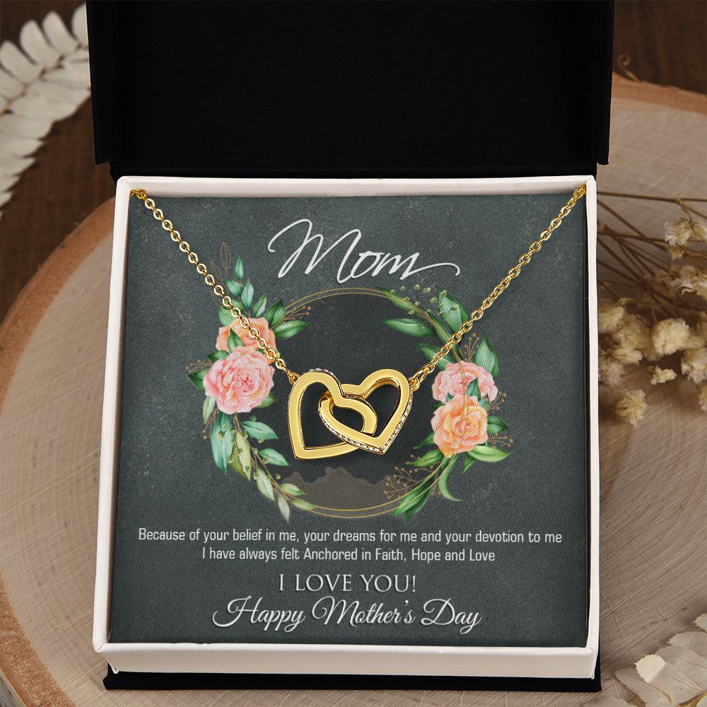 To My Mom Flower Necklace Pendant Gift From Daughter Your Belief In Me With Message Card Gift For Mom Interlocking Hearts Necklace