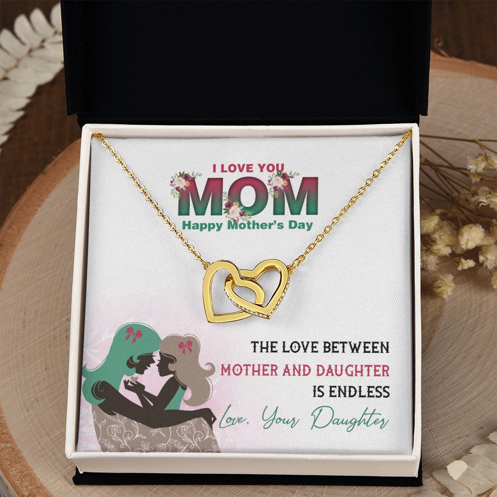 Mom Necklace Gifts for Mom from Daughter to Mom Gifts for Mothers Day from Daughter, To My Mom Necklace from Daughter to Mom Birthday Gifts Necklace with Message Card and Gift Box2236 Interlocking Hearts Necklace