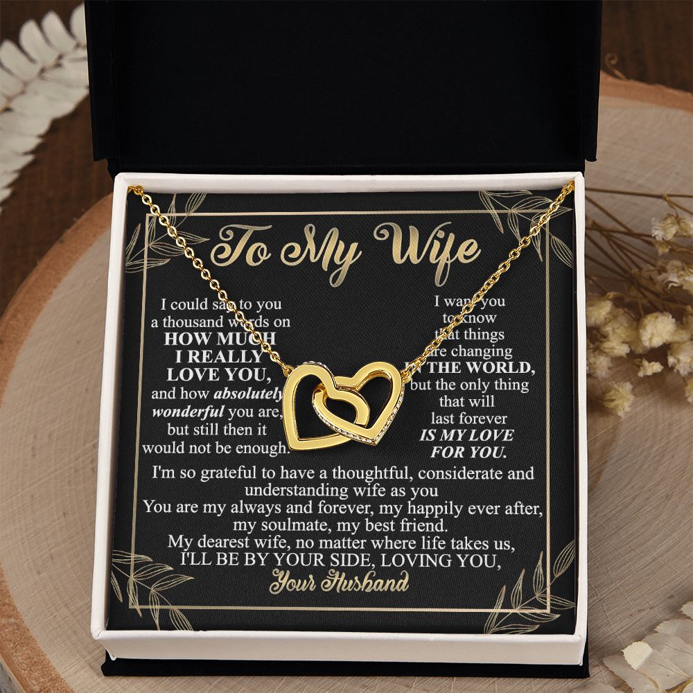 Birthday Gifts For Wife, Necklace Gifts For Wife From Husband, To My Wife Jewelry For Women , To My Wife Necklace  from Husband Wedding Anniversary Present For Wife, Beautiful Wife Jewelry Christmas13 Interlocking Hearts Necklace
