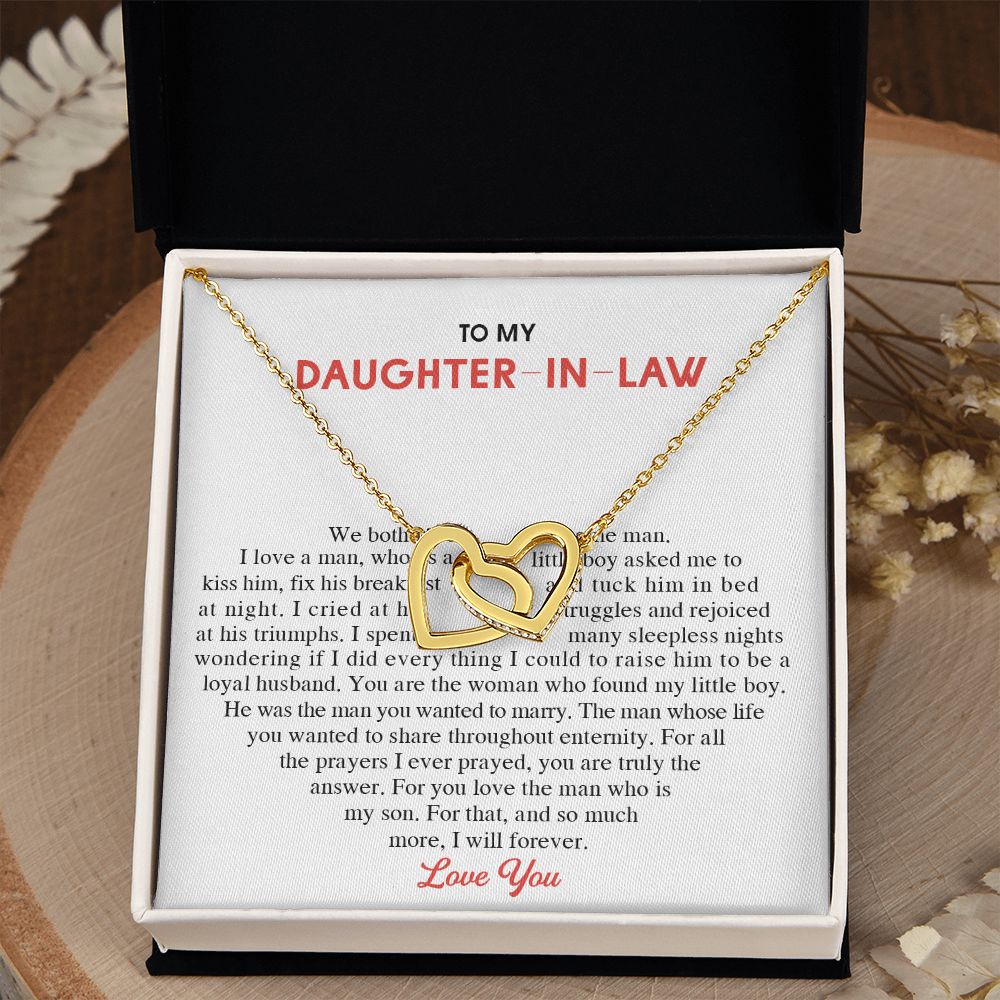 To My Daughter-in-Law Alluring Beauty Necklace Birthday Graduation Gift For Her Interlocking Hearts Necklace