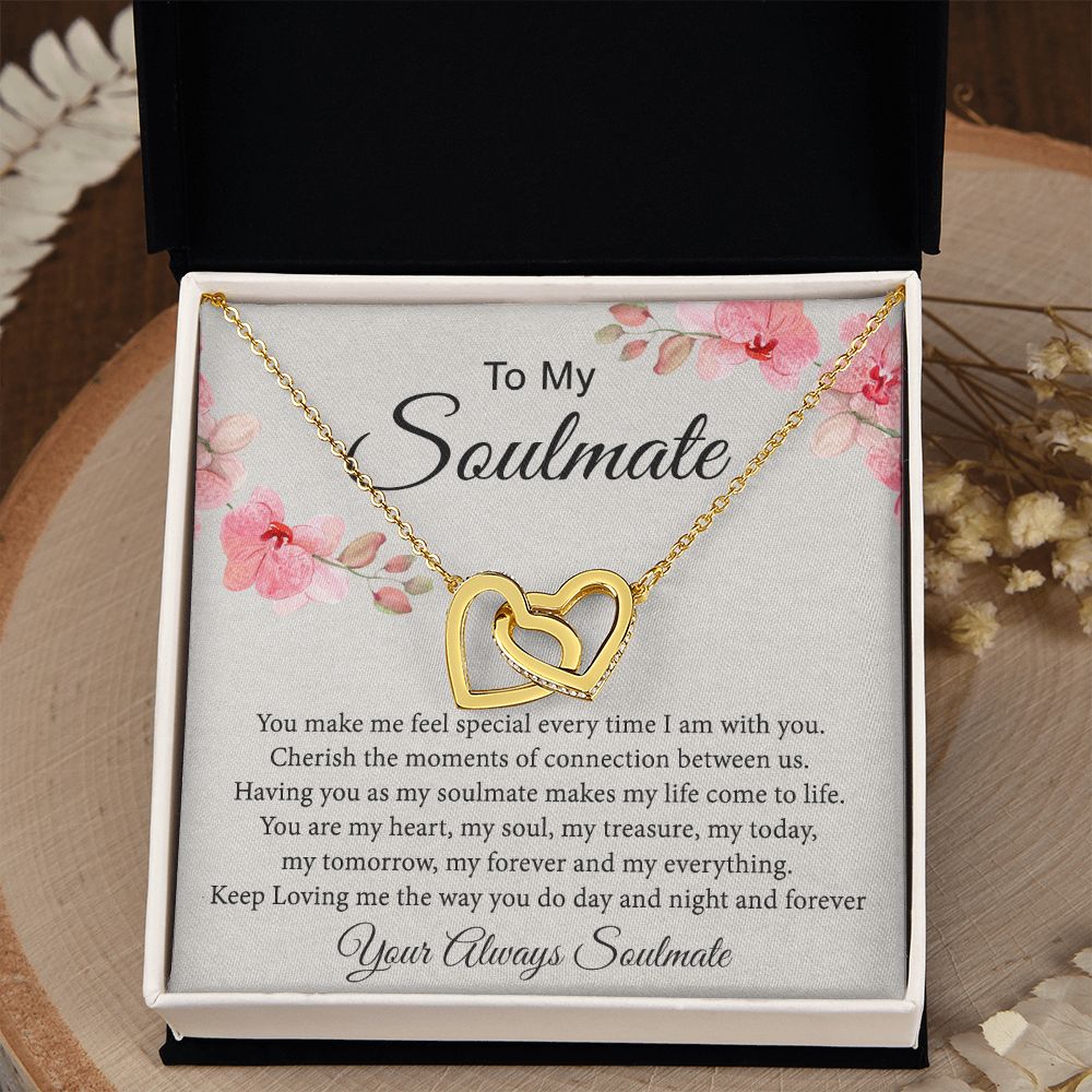 To My Soulmate Necklace for Women Birthday Christmas Jewelry Gifts For My Wife with Message Card Box Personalized Gift Present Pendant for Future Wife Soulmate Girlfriend Love 27 Interlocking Hearts Necklace