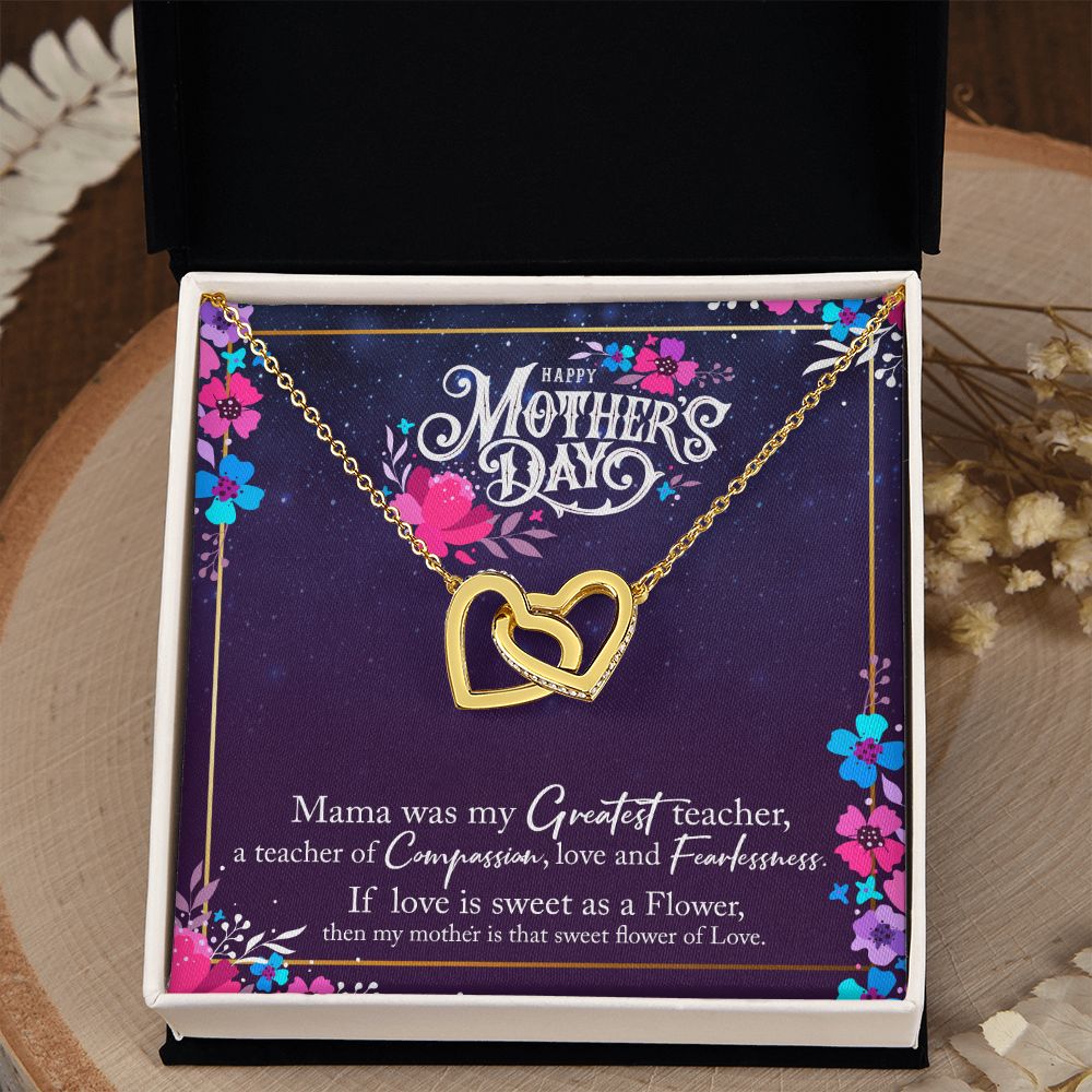 To My Mom Mother Necklace Pendant Gìt From Daughter Or Son Happy Mothers Day Mama Was My Greatest Teacher With Message Card Gift For Mom Interlocking Hearts Necklace