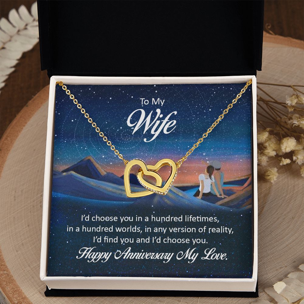 Birthday Gifts For Wife, Necklace Gifts For Wife From Husband, To My Wife Jewelry For Women , To My Wife Necklace  from Husband Wedding Anniversary Present For Wife, Beautiful Wife Jewelry Christmas26 Interlocking Hearts Necklace
