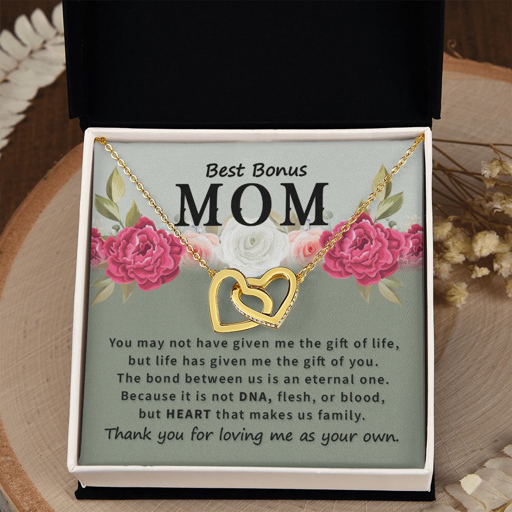Mother Daughter Necklace as Daughter Gift from Mom, Mom Necklace as Christmas Gift for Mom from Son, Birthday Gift for Mother in Law Necklace, Bonus Mom Gifts for Step Mom Necklace2 Interlocking Hearts Necklace