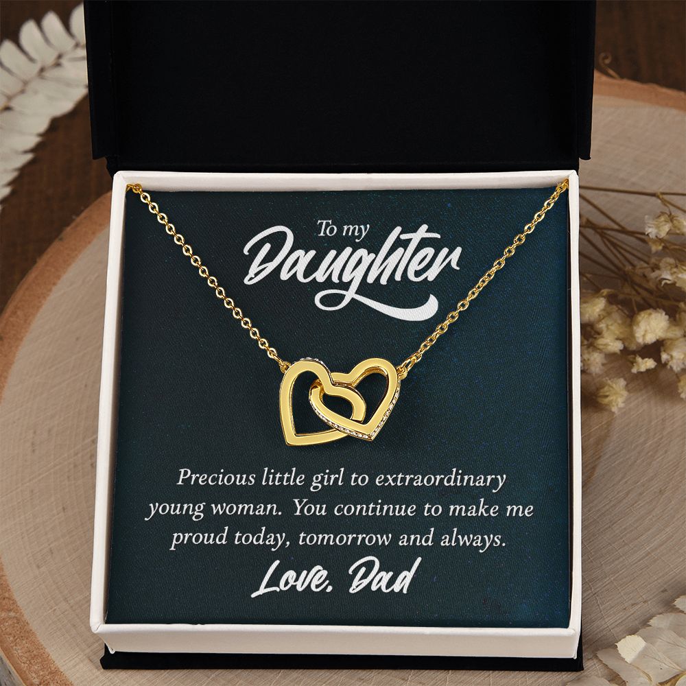 To My Daughter Necklaces Pendants - Father and Daughter Necklace - Gift from Daddy - Luxury Necklace Silver On Birthday, Anniversary - Includes Gift Box Interlocking Hearts Necklace