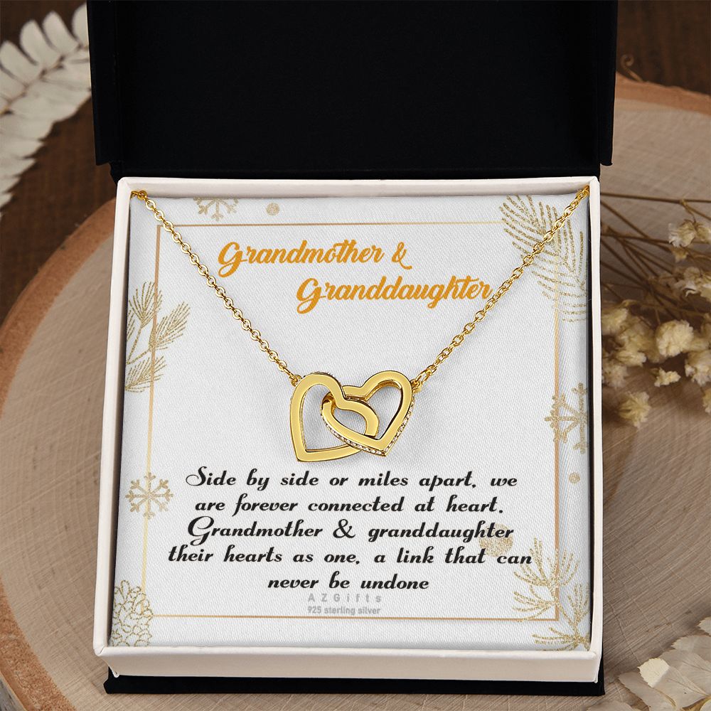 To My Grandma Necklace, Gift for Grandmother Necklace, Mothers Day Gift For Grandma Nana, Grandma Jewelry From Grandchildren GrandKids , Jewelry Box Gift For Grandma Grandmother14 Interlocking Hearts Necklace