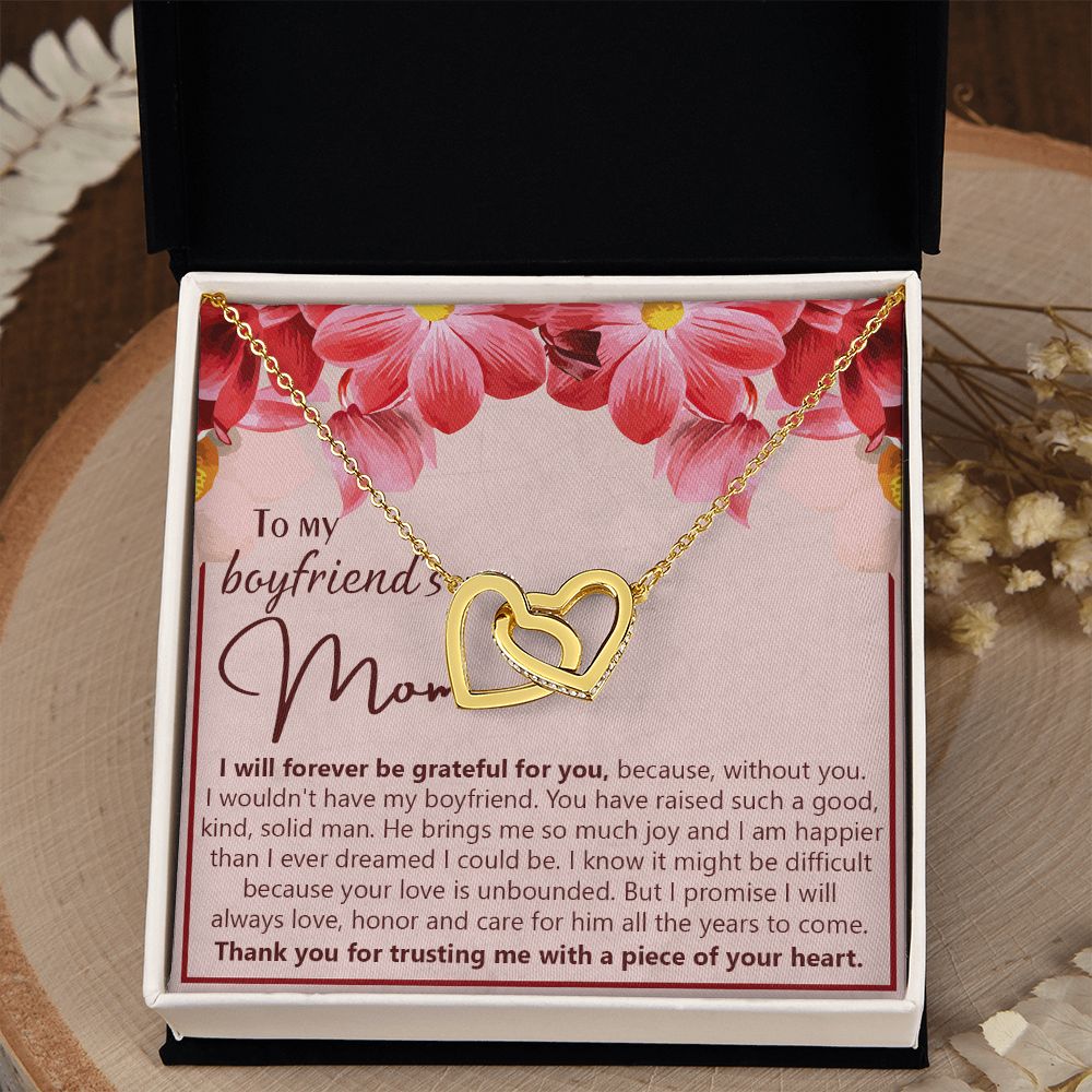 To My Boyfriend's Mom Necklace Jewelry Gift, Mother's Day Gift, Birthday Gift For Boyfriend's Mom, Boyfriend's Mom Meaningful Gift Interlocking Hearts Necklace