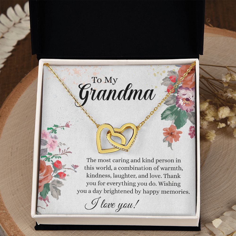 To My Grandma Necklace, Gift for Grandmother Necklace, Mothers Day Gift For Grandma Nana, Grandma Jewelry From Grandchildren GrandKids , Jewelry Box Gift For Grandma Grandmother3 Interlocking Hearts Necklace