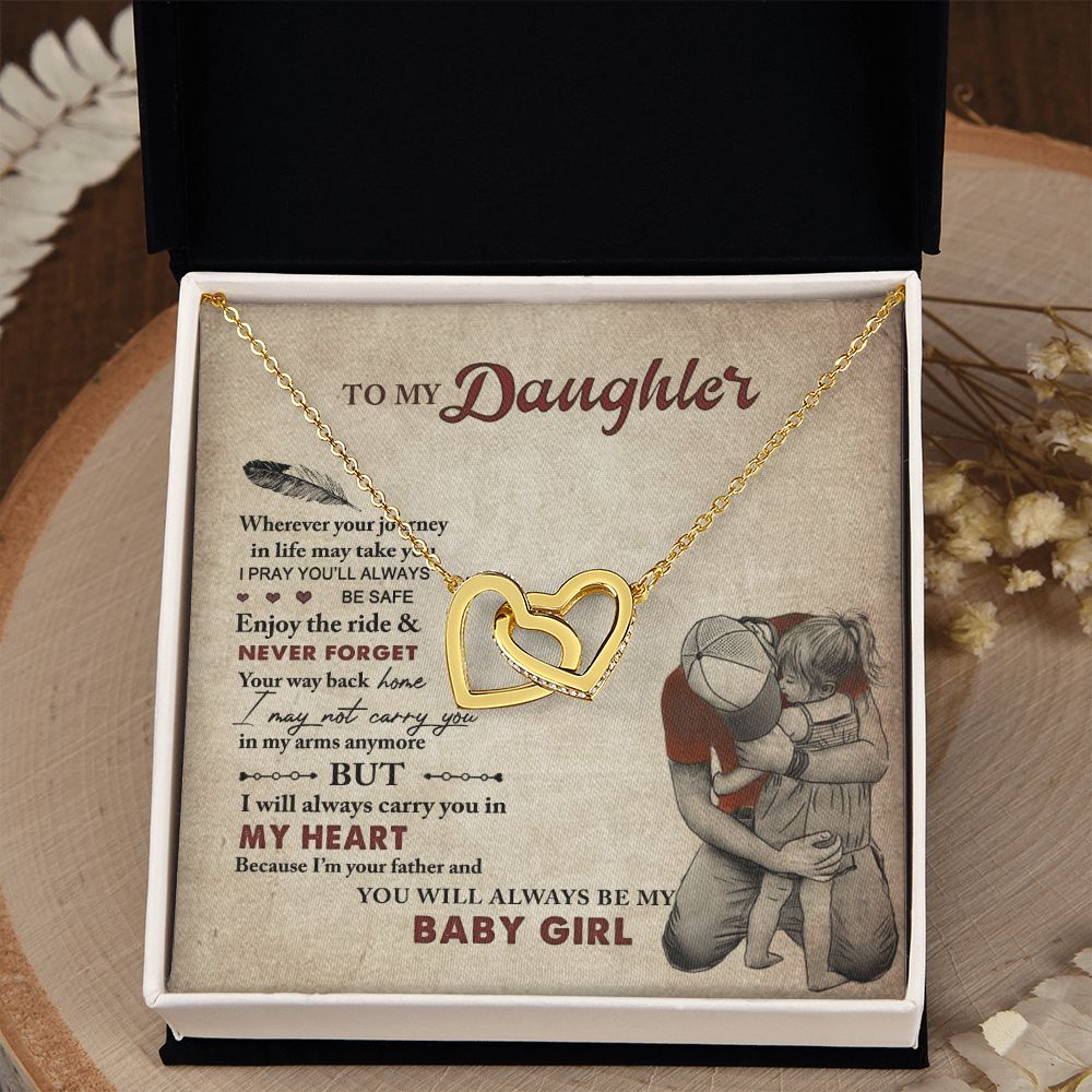To My Daughter Necklaces Pendants - Father and Daughter Necklace - Gift from Daddy - Luxury Necklace Silver On Birthday, Anniversary - Includes Gift Box Interlocking Hearts Necklace