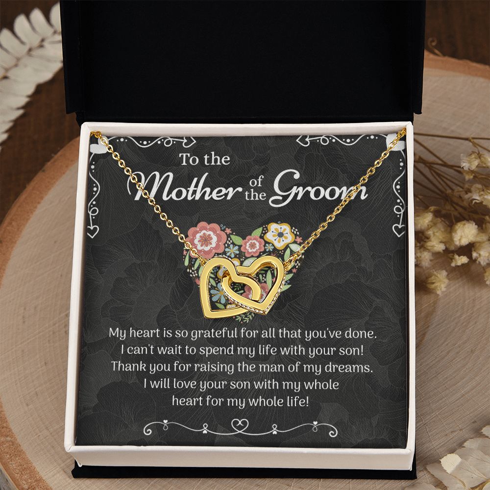 Mother of the Groom Sunflower Bracelet from Bride, Mother of the Groom Jewelry, Unique Mother Of The Groom Wedding Gift, Mom of Groom Gift Interlocking Hearts Necklace