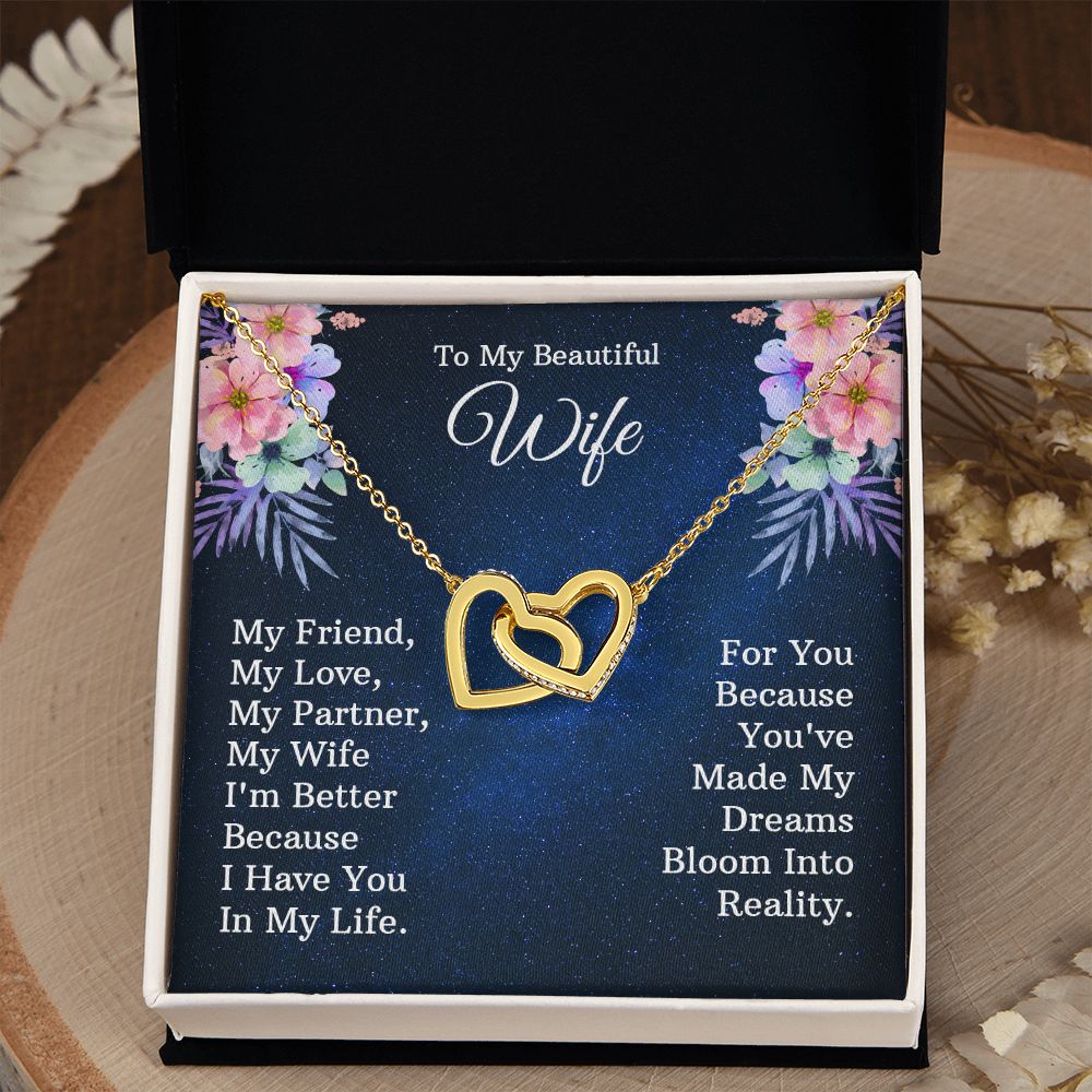 To My Beautiful Wife Necklace, Wedding Anniversary Jewelry For Women, Necklace For Wife from Husband, Gifts For Wife Birthday Gifts Necklace, Jewelry With Message Card In A Gift Box