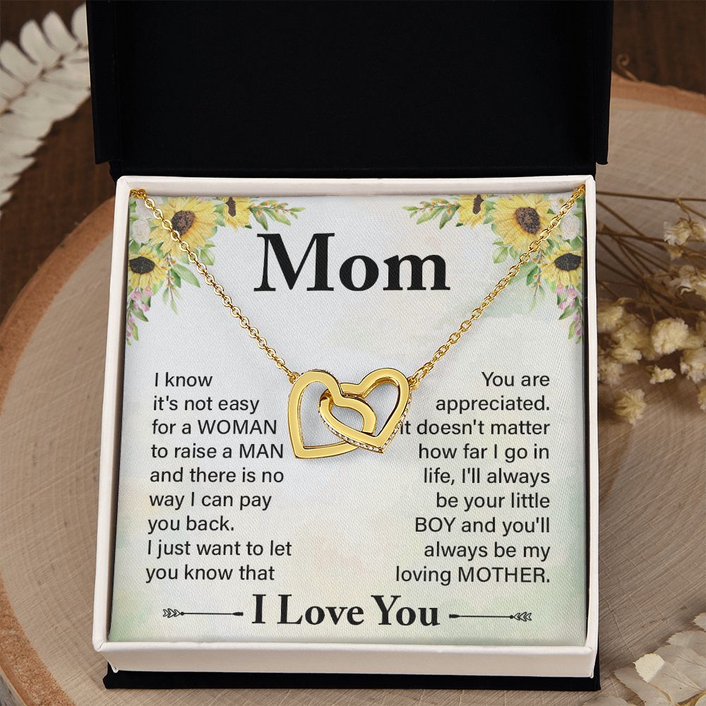 To My Mom Necklace, Gift For Mom, Mother's Day Gift from Daughter, Mom Jewelry Gift for Mothers Day, Birthday Gift for Mother, Moms Gift from Daughter Son, Necklace for Mom Mother 20 Interlocking Hearts Necklace