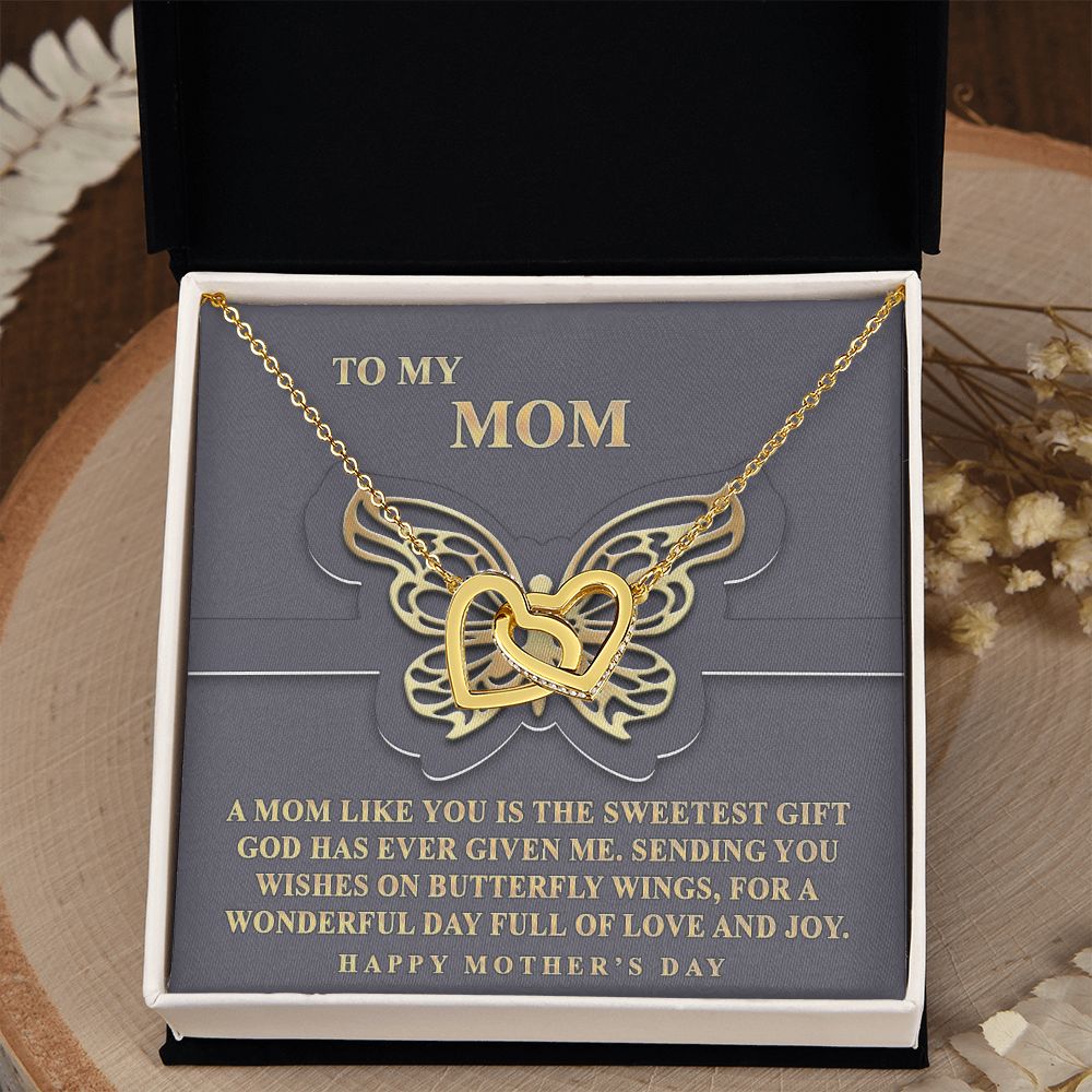 To My Mom Necklace, Gift For Mom, Mother's Day Gift from Daughter, Mom Jewelry Gift for Mothers Day, Birthday Gift for Mother, Moms Gift from Daughter Son, Necklace for Mom Mother 12 Interlocking Hearts Necklace