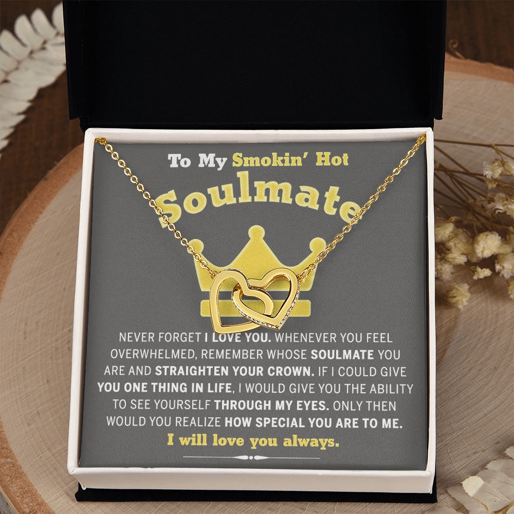 To My Soulmate Necklace for Women Birthday Valentines Day Jewelry Gifts For My Wife with Message Card Box Personalized Gift Present Pendant for Future Wife Soulmate Girlfriend Love 8 Interlocking Hearts Necklace