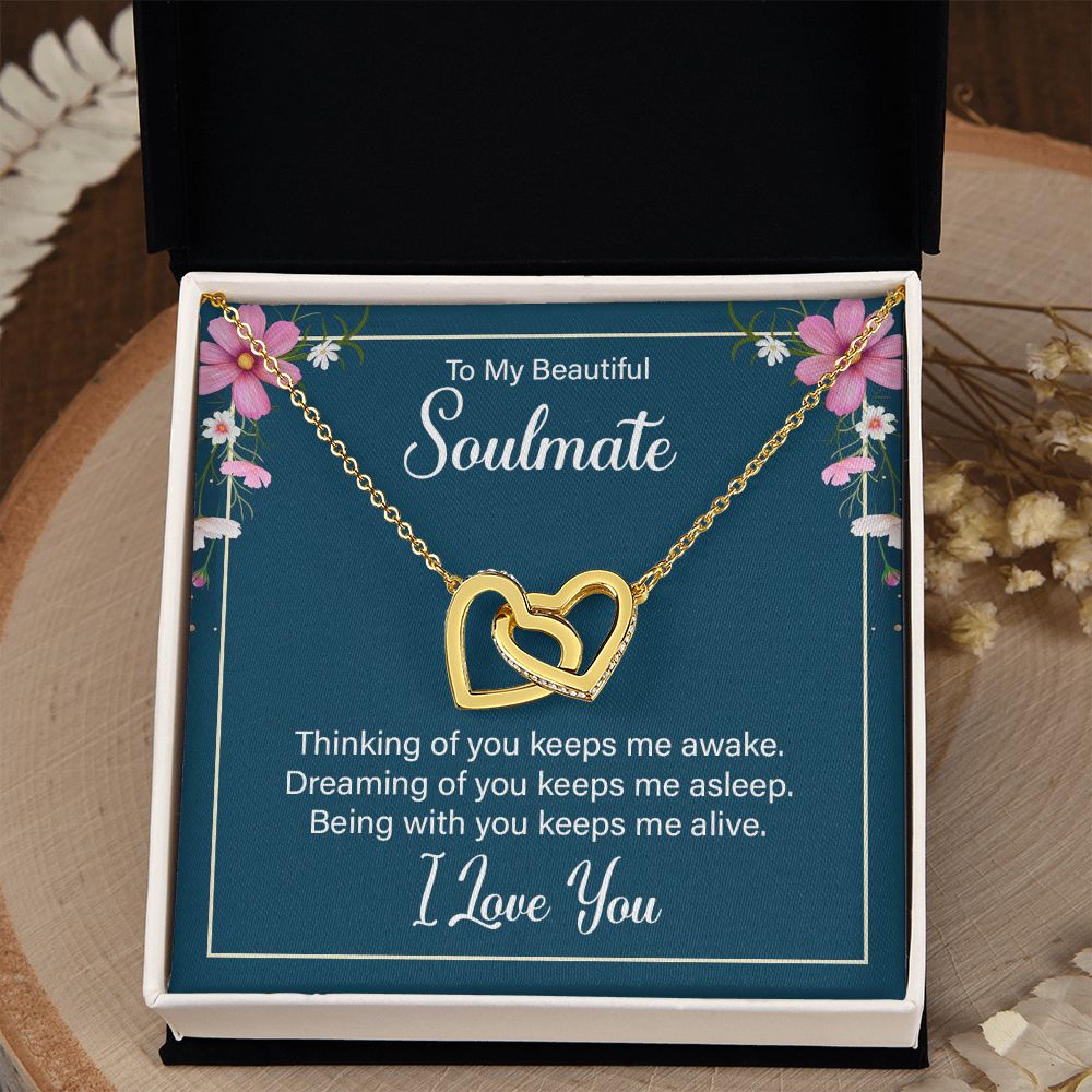 To My Soulmate Necklace for Women Birthday Christmas Jewelry Gifts For My Wife with Message Card Box Personalized Gift Present Pendant for Future Wife Soulmate Girlfriend Love 13 Interlocking Hearts Necklace