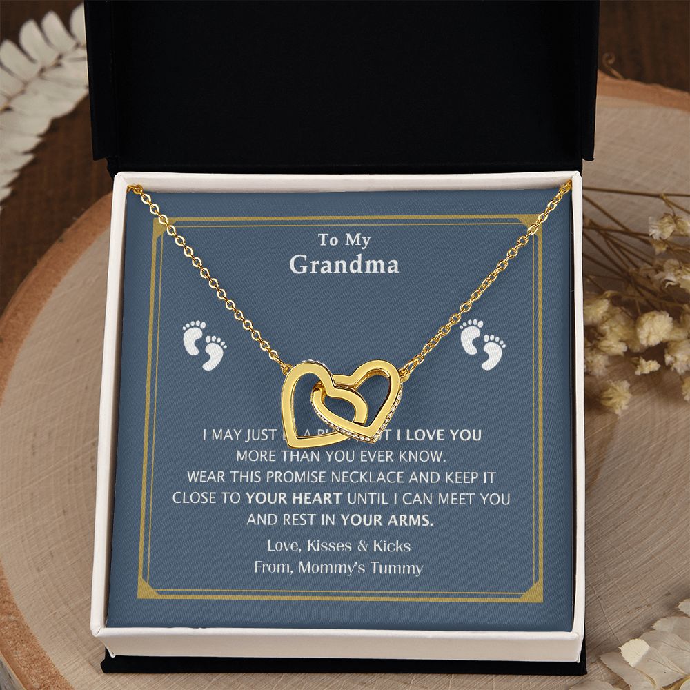 To My Grandma Necklace, Gift for Grandmother Necklace, Mothers Day Gift For Grandma Nana, Grandma Jewelry From Grandchildren GrandKids , Jewelry Box Gift For Grandma Grandmother17 Interlocking Hearts Necklace