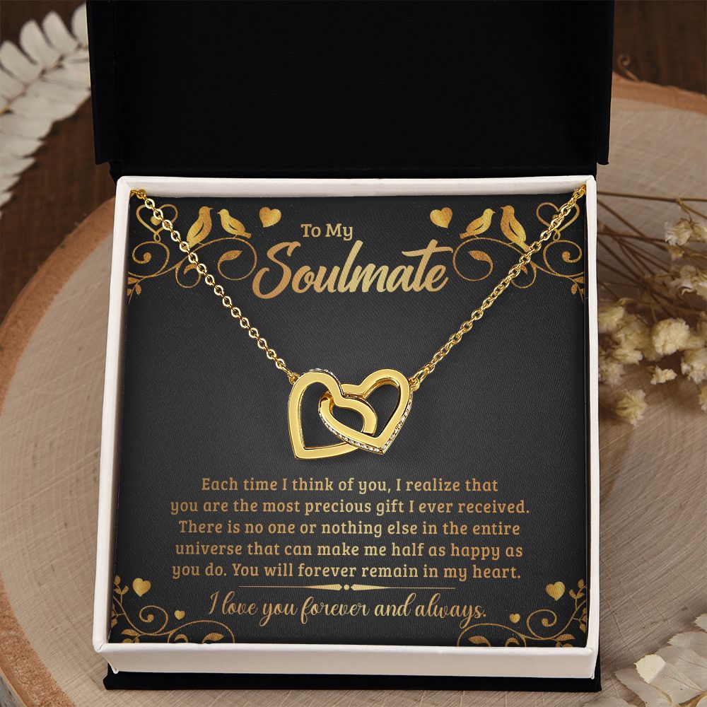 To My Soulmate Necklace for Women Birthday Christmas Jewelry Gifts For My Wife with Message Card Box Personalized Gift Present Pendant for Future Wife Soulmate Girlfriend Love 19 Interlocking Hearts Necklace
